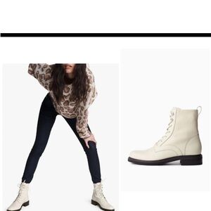 Rag & Bone Women's Cream Lace-Up Combat Boots